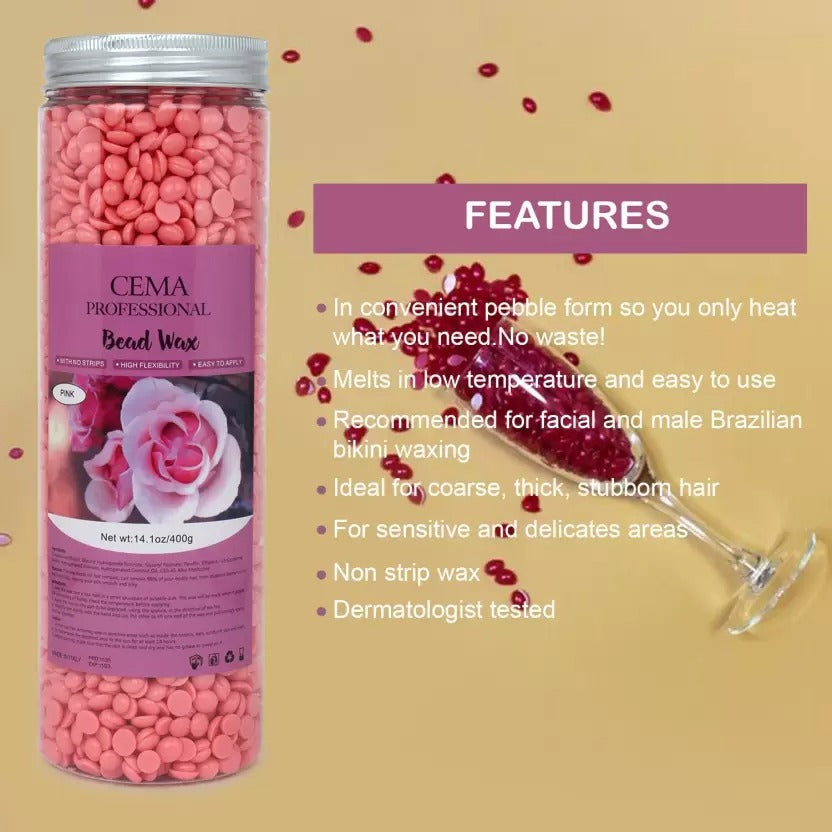 CEMA Beans Depilatory Strip less Used For Upper Lips Arms Legs Full Body, Pink Wax  (400 g)