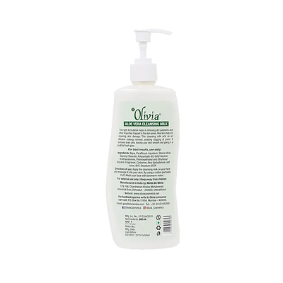 Olivia Natural Skin Care Aloevera Cleansing Milk - Premium Refreshing Leaves, 500 ml