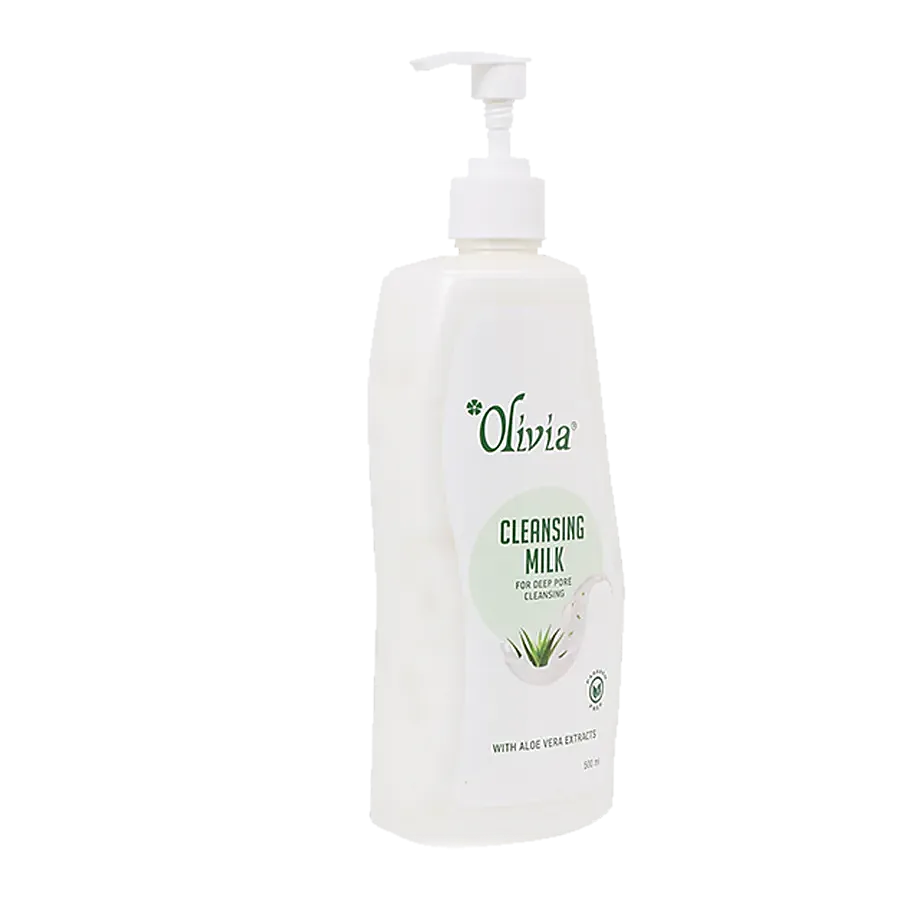 Olivia Natural Skin Care Aloevera Cleansing Milk - Premium Refreshing Leaves, 500 ml