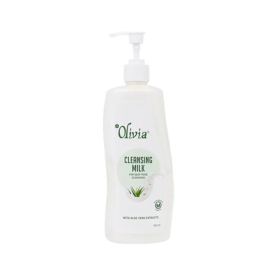 Olivia Natural Skin Care Aloevera Cleansing Milk - Premium Refreshing Leaves, 500 ml