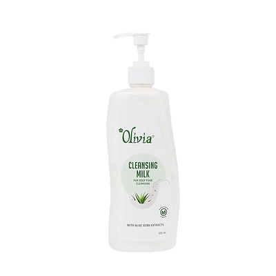 Olivia Natural Skin Care Aloevera Cleansing Milk - Premium Refreshing Leaves, 500 ml
