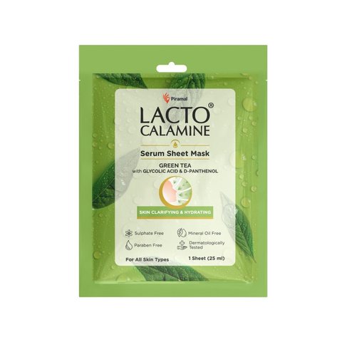 Lacto Calamine Green Tea Sheet Mask | Deep Cleansing & Hydrating | 25ml (Buy 1 Get 1 Free)