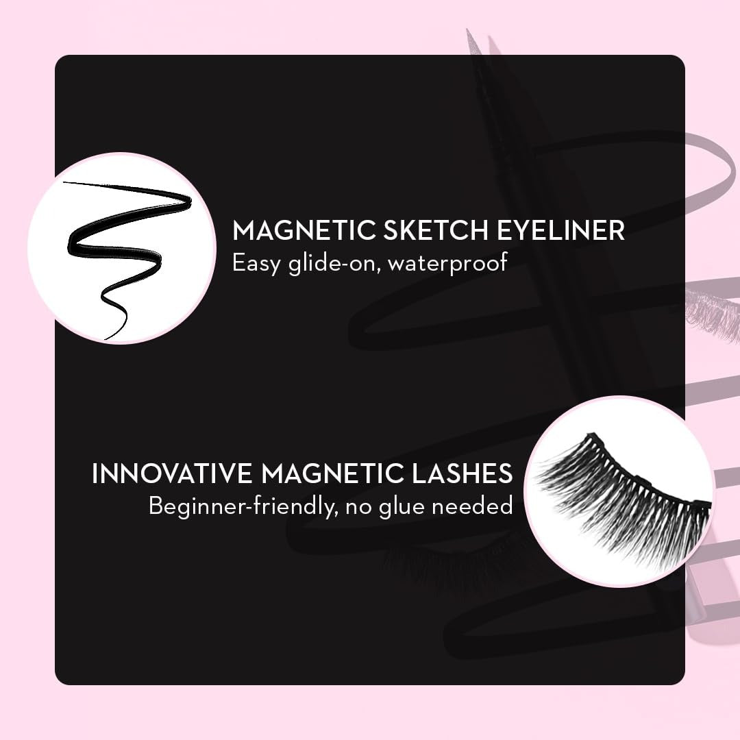 SUGAR Cosmetics Maximeyes Drama Magnetic Eyelashes & Eyeliner Powder - 01 Genuine