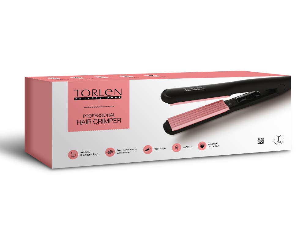 TORLEN PROFESSIONAL TOR 051 Rose Gold Ceramic Plates Hair Crimper | 120 to 230 Degree | Temperature Controller Styling Crimping Machine For Women