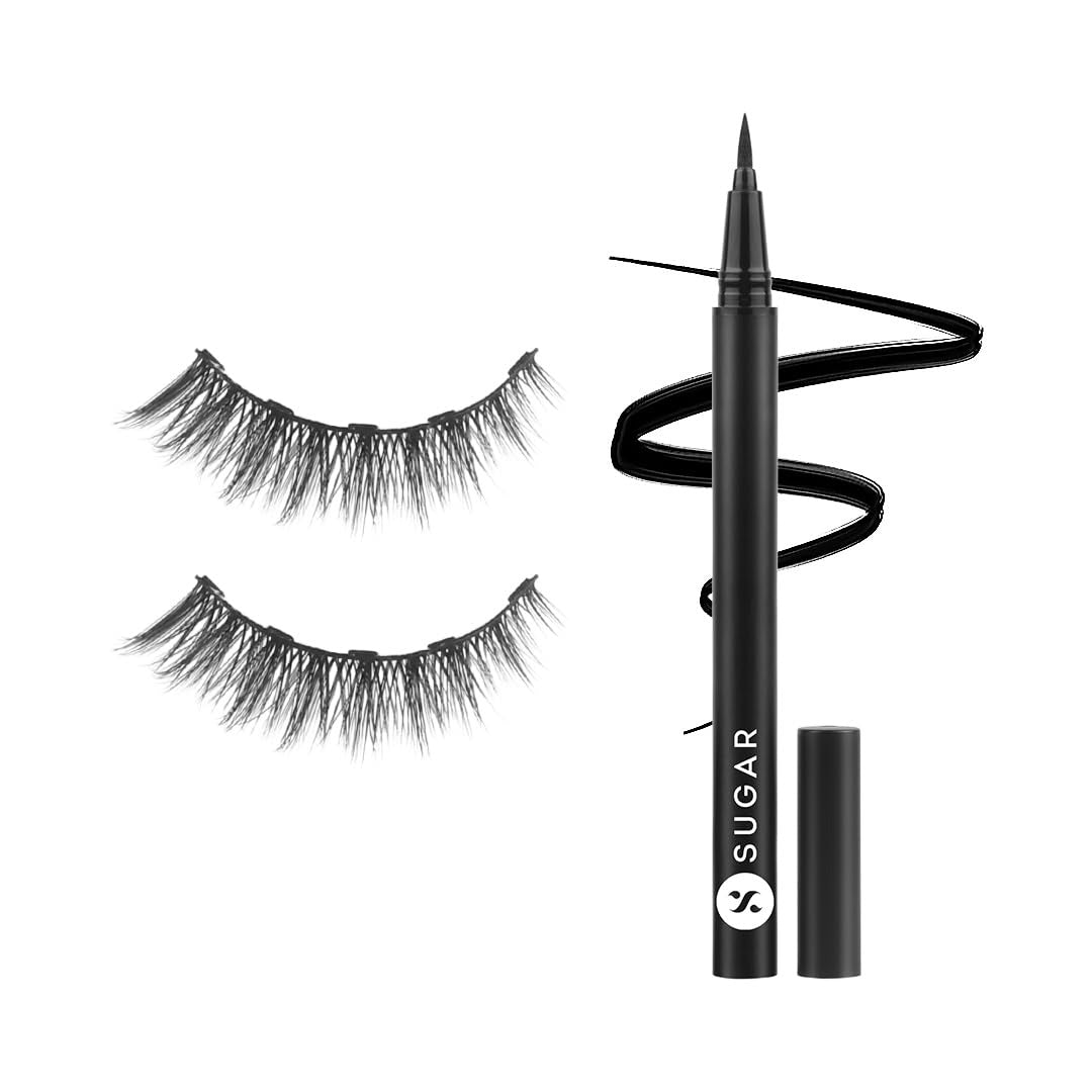 SUGAR Cosmetics Maximeyes Drama Magnetic Eyelashes & Eyeliner Powder - 01 Genuine
