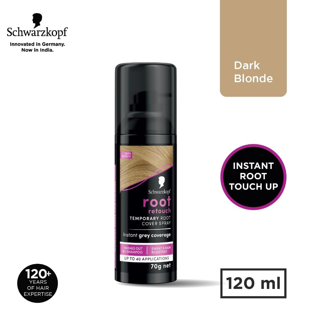 Schwarzkopf Root Retouch Temporary Root Cover Spray for Instant Grey Coverage - Dark Blonde 120ml
