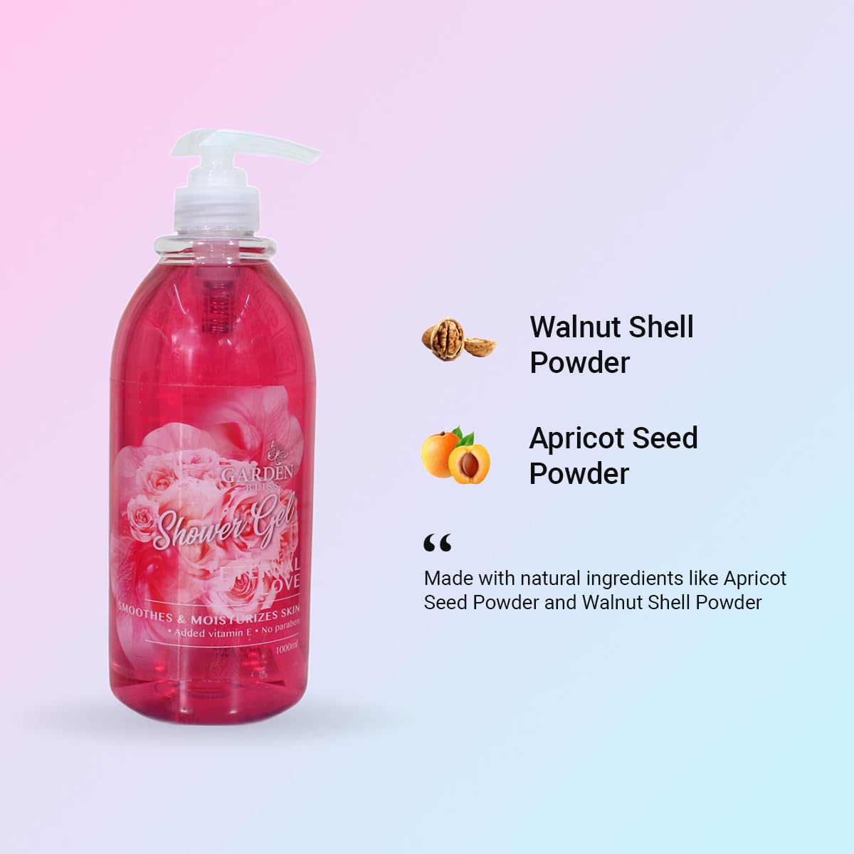 Garden Bliss Eternal Love Shower Gel - Moisturizing Body Wash with Vitamin E (1000 ml)