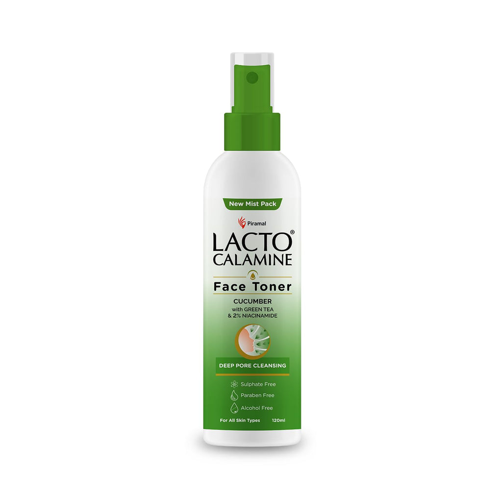 Lacto Calamine Face Toner with Cucumber | 120ml | Deep Pore Cleansing & Tightening | Green Tea & 2% Niacinamide | Cooling Hydration for Skin