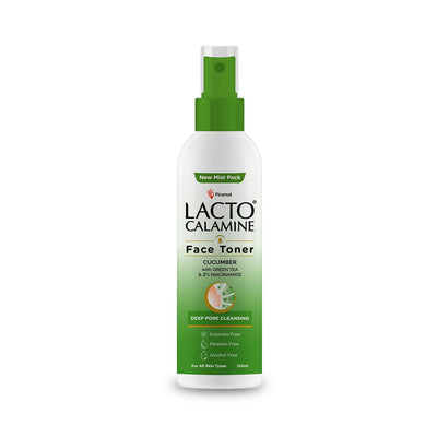 Lacto Calamine Face Toner with Cucumber | 120ml | Deep Pore Cleansing & Tightening | Green Tea & 2% Niacinamide | Cooling Hydration for Skin