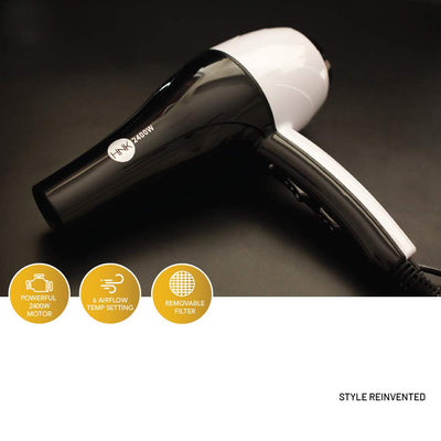 HNK TURBO Hair Dryer 2400W (White/Black)