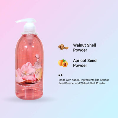 Garden Bliss Sakura Shower Gel - Moisturizing Body Wash with Vitamin E (1000 ml)