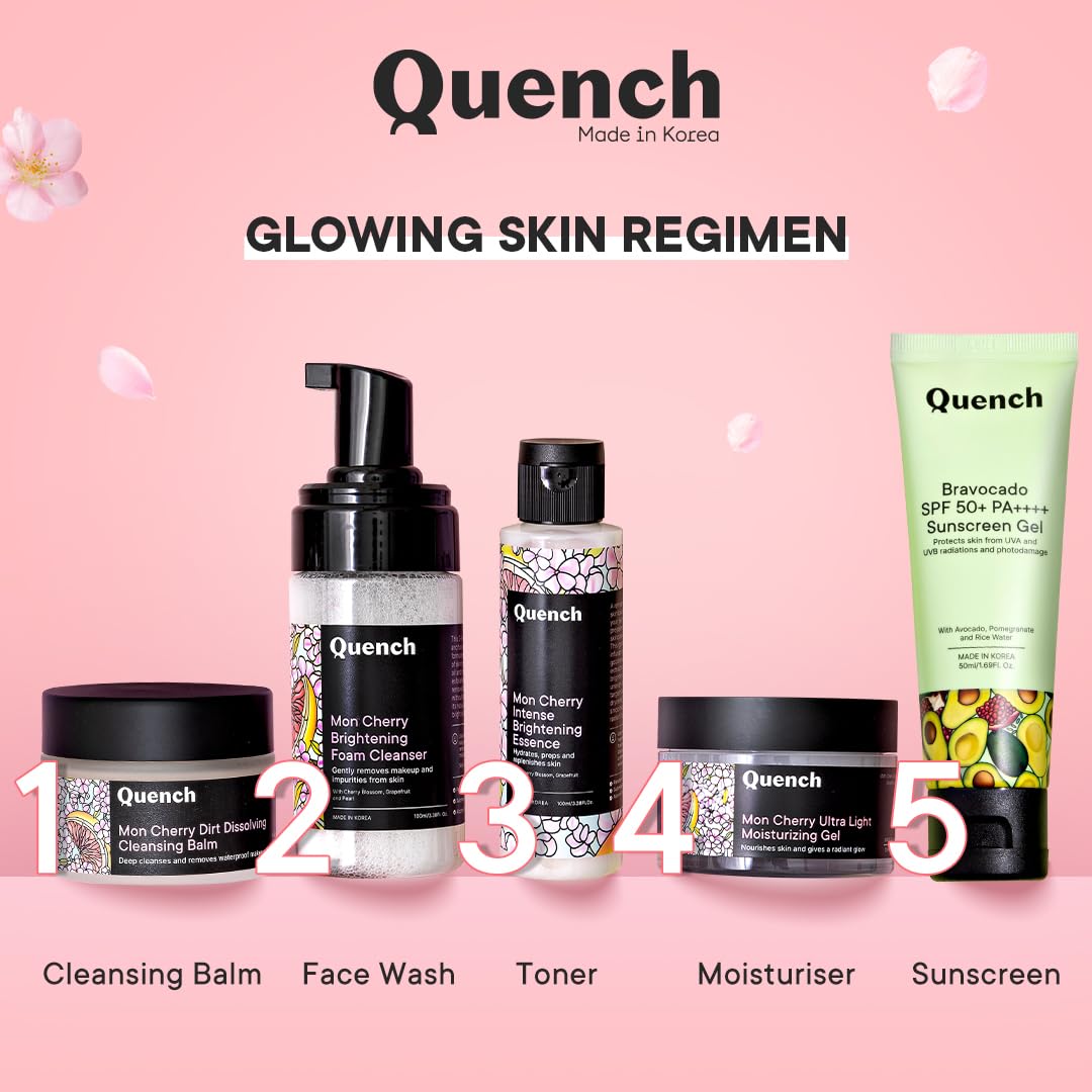 Quench Ultra Light Moisturizer with 2% Niacinamide, Cherry Blossom & Pearl Extracts| Brightens Skin, Calms Inflammation and Prevents Signs of Ageing| Made in Korea| For All Skin Types (50ml)