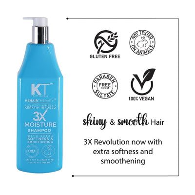 KT Professional 3x Shampoo (For 3 Times Moisture on Dry Hair) 1000 ML