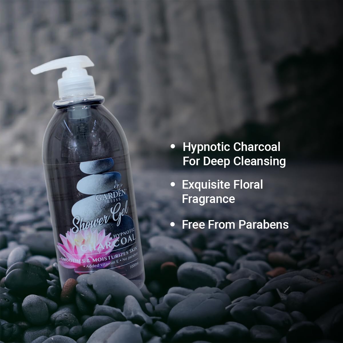 Garden Bliss Hypnotic Charcoal Body Wash - Moisturizing Cleanser with Vitamin E (500 ml)