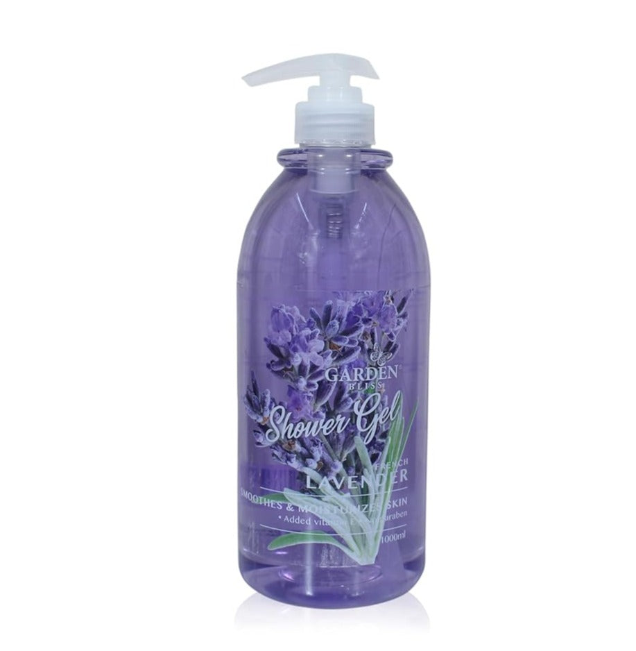 Garden Bliss French Lavender Shower Gel - Moisturizing Body Wash with Vitamin E (1000 ml)