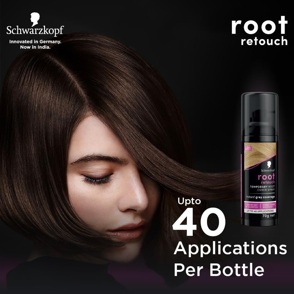 Schwarzkopf Root Retouch Temporary Root Cover Spray for Instant Grey Coverage - Dark Blonde 120ml