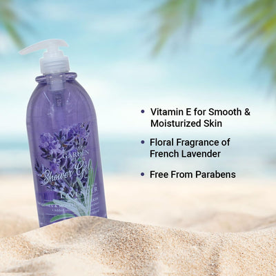 Garden Bliss French Lavender Shower Gel - Moisturizing Body Wash with Vitamin E (1000 ml)