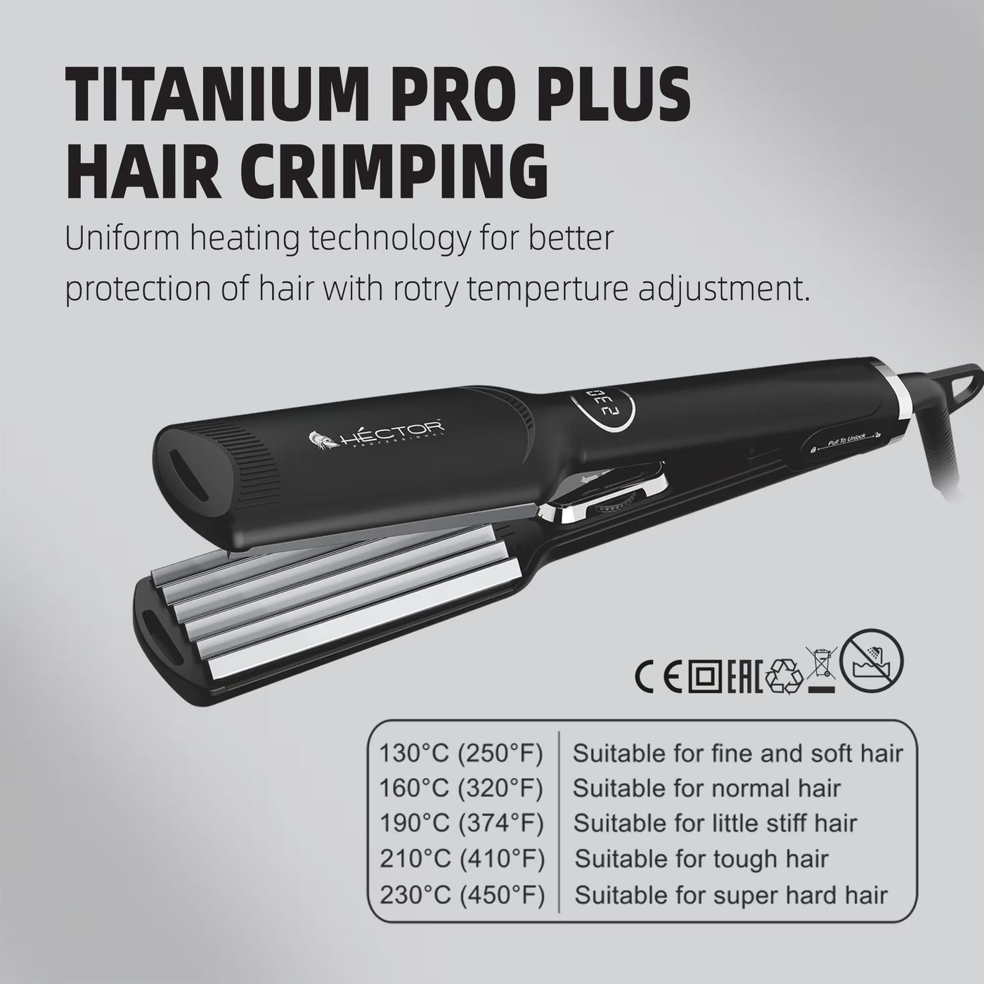 Hector Professional Titanium Pro Plus Hair Crimper – 240g