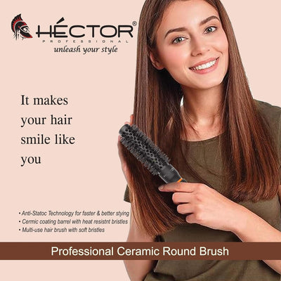 Hector Professional Heat-Resistant Nylon Bristles Brush Set (Set of 5) | Anti-Static Technology | Salon & Home Use