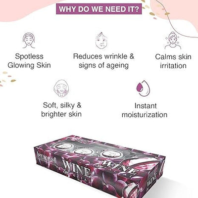 Aaryanveda Wine Facial Kit 5 Step for Glowing Skin 210g