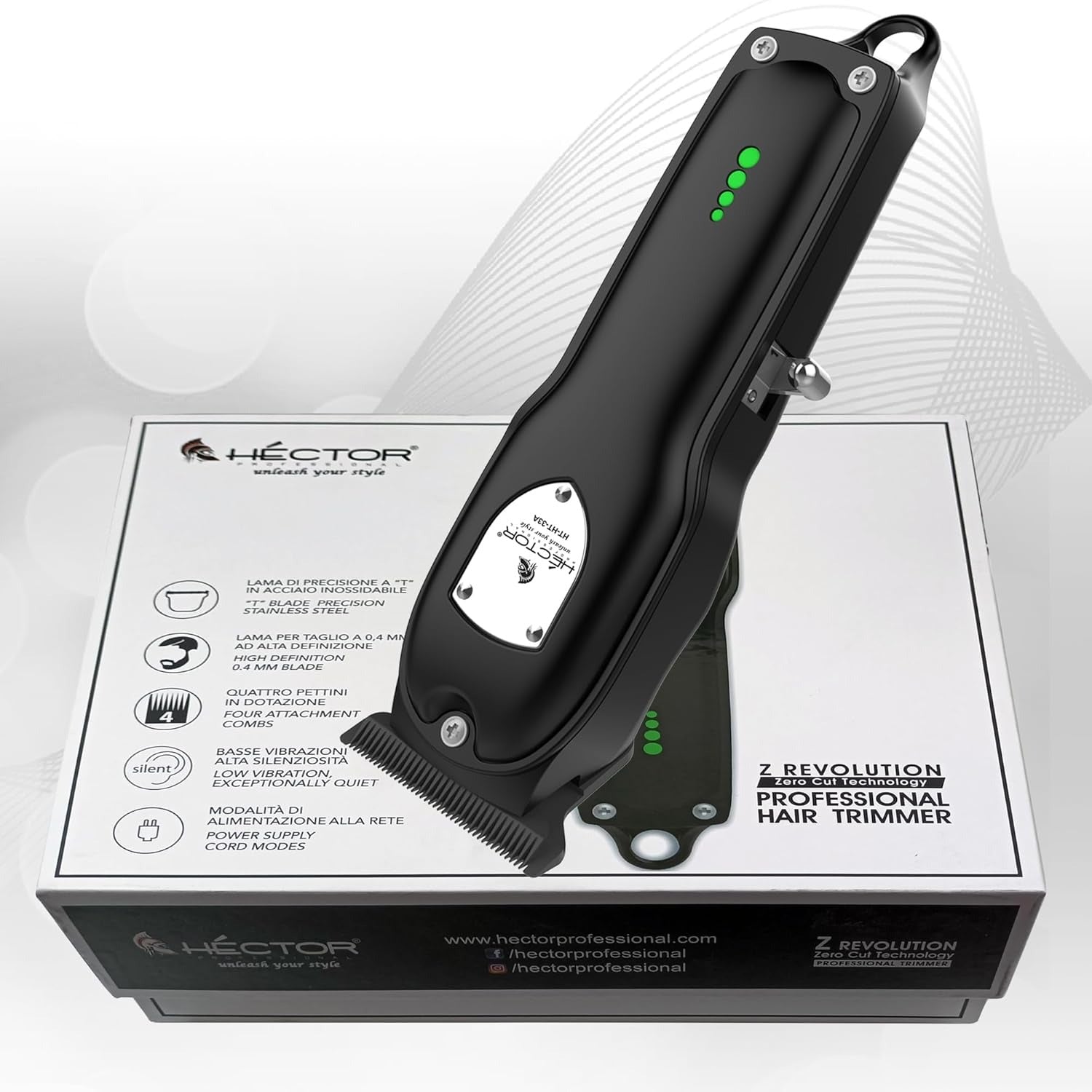 Hector Z Revolution Professional Hair Trimmer | ZERO CUT Technology | T-Blade for 0.4mm Precision