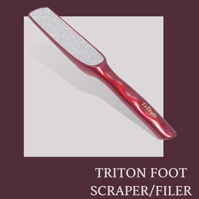 TRITON Professional Dual-Sided Foot Scraper & Callus Remover - Deep Red
