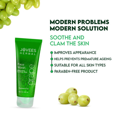 Jovees Herbal Grape Face Wash - Grape Seed & Orange Peel Extracts |120 ML