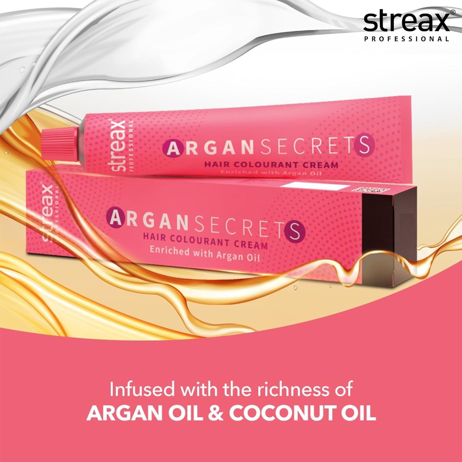 Streax Professional Argan Secrets Permanent Hair Colourant Cream - Soft Black 2 (Enriched with Argan Oil) 60 gm
