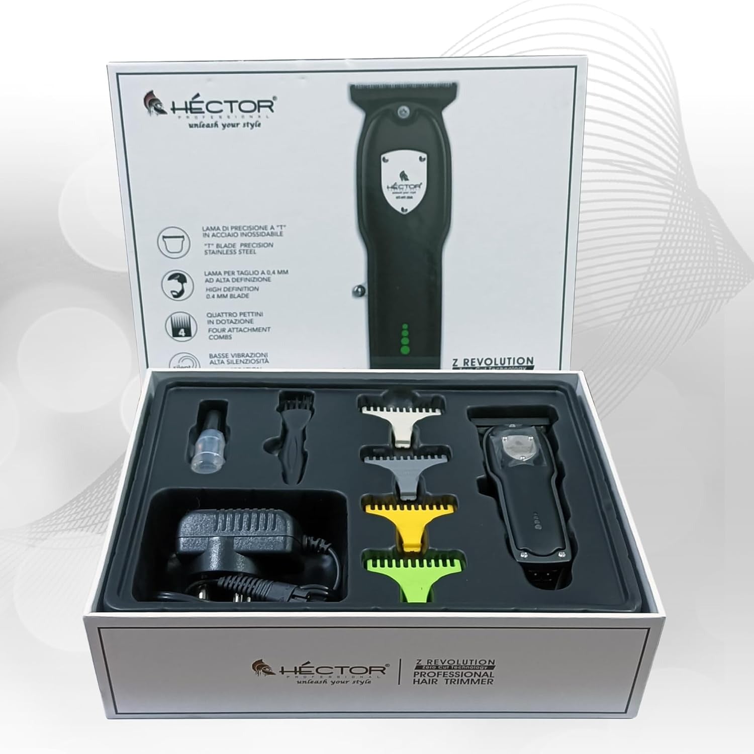 Hector Z Revolution Professional Hair Trimmer | ZERO CUT Technology | T-Blade for 0.4mm Precision