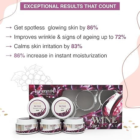 Aaryanveda Wine Facial Kit 5 Step for Glowing Skin 210g