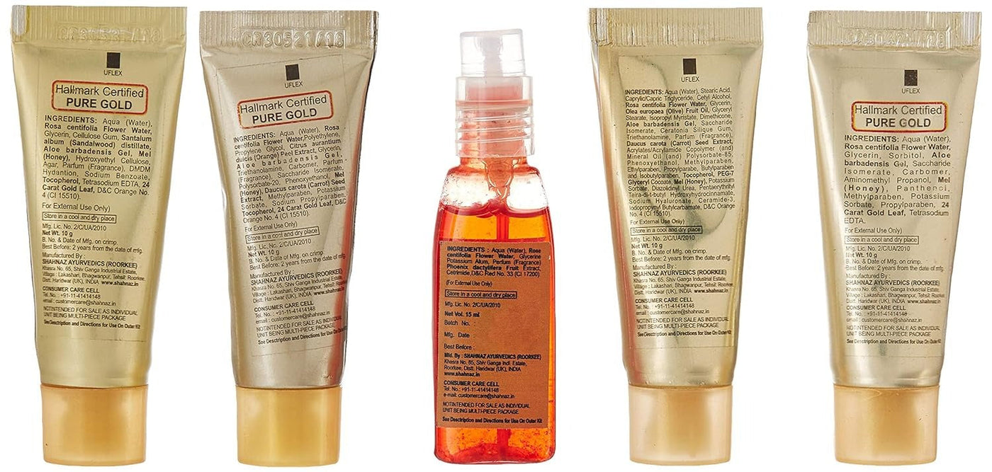 Shahnaz Husain Gold Facial Kit (Mini), 40g+15 ml, 5 Count (Pack of 1)