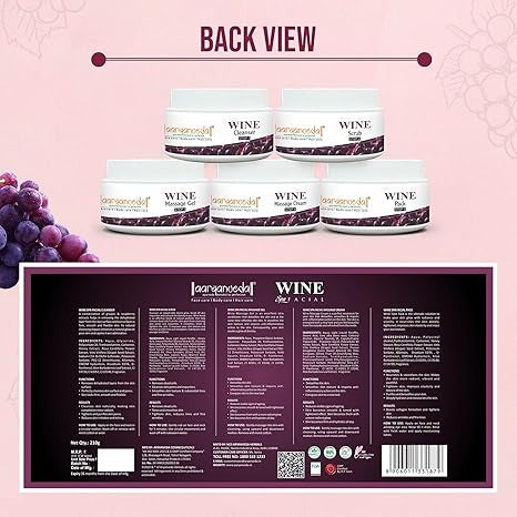 Aaryanveda Wine Facial Kit 5 Step for Glowing Skin 210g