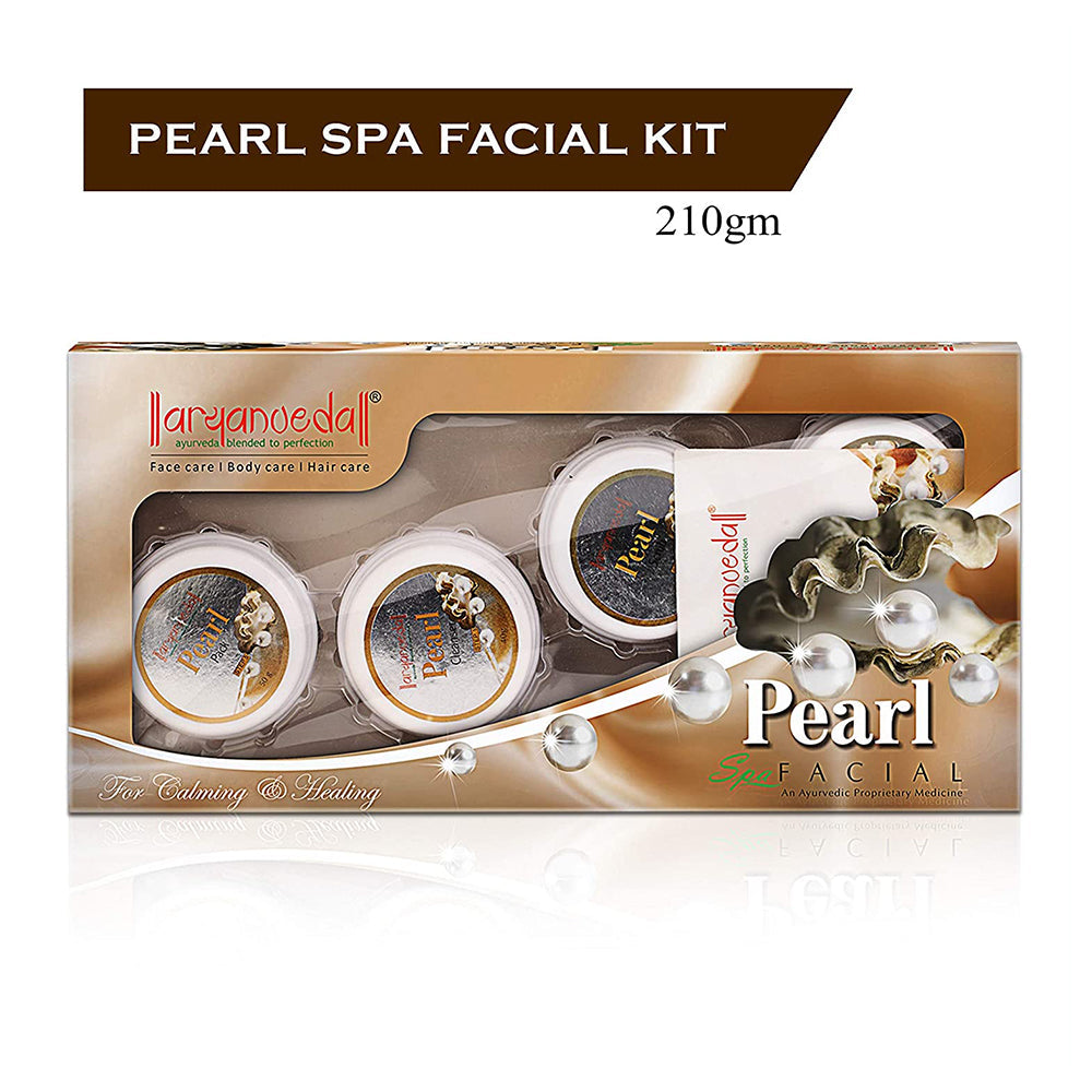 Aaryanveda Pearl Spa Facial Kit All Type Skin Solution Unisex For Fairness 210g