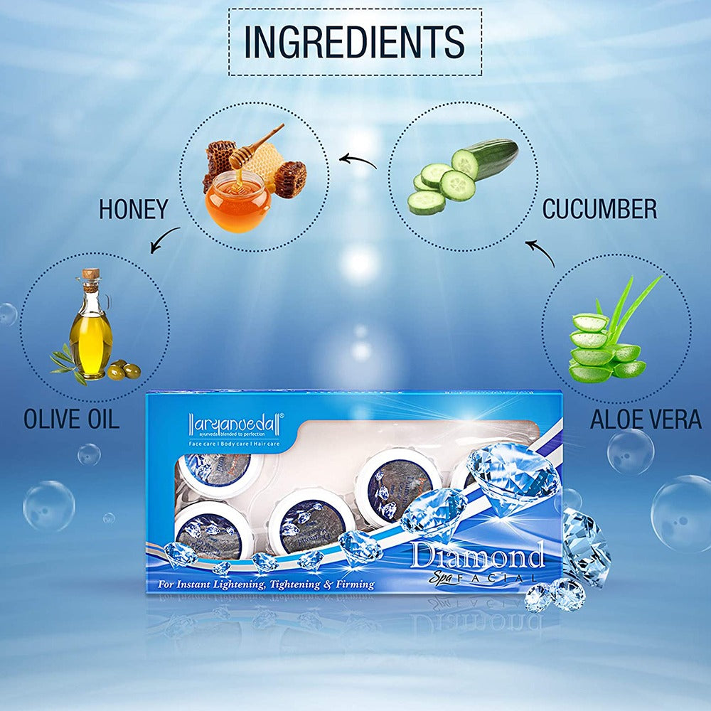 Aryanveda Diamond Spa Facial Kit for All Skin Types, Unisex, Fairness Solution 210g