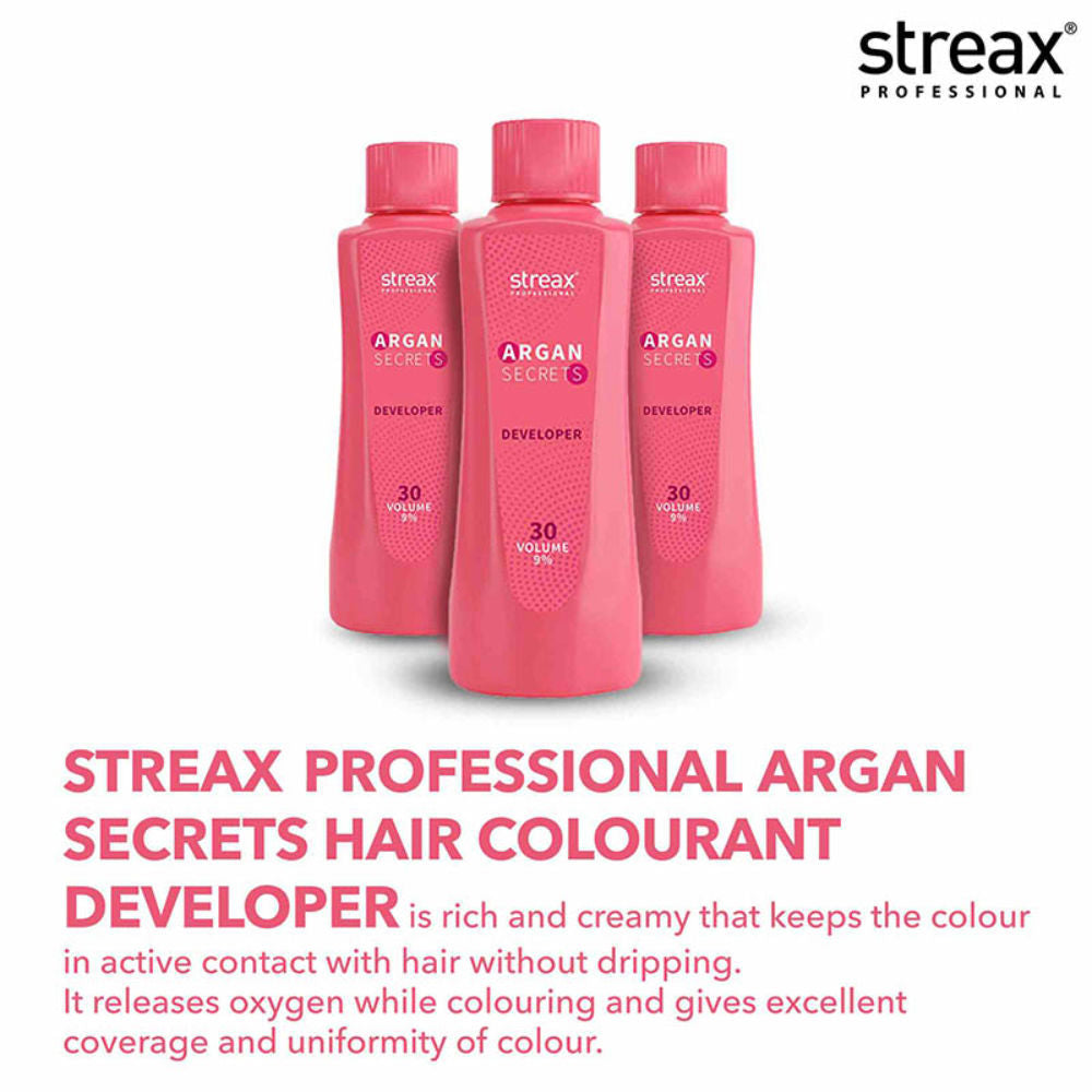 Streax Professional Developer 30 Volume 9% For Hair Color With Argan Secrets Colourant 1000ml
