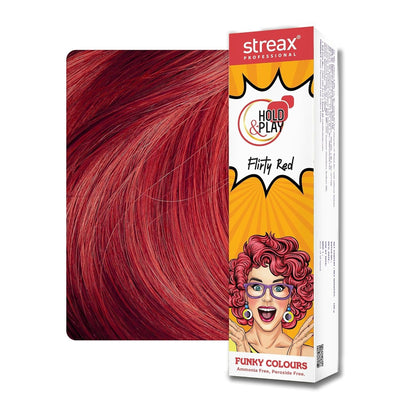Streax Professional Hold & Play Funky Colours, Hair Color, 100g - Flirty Red