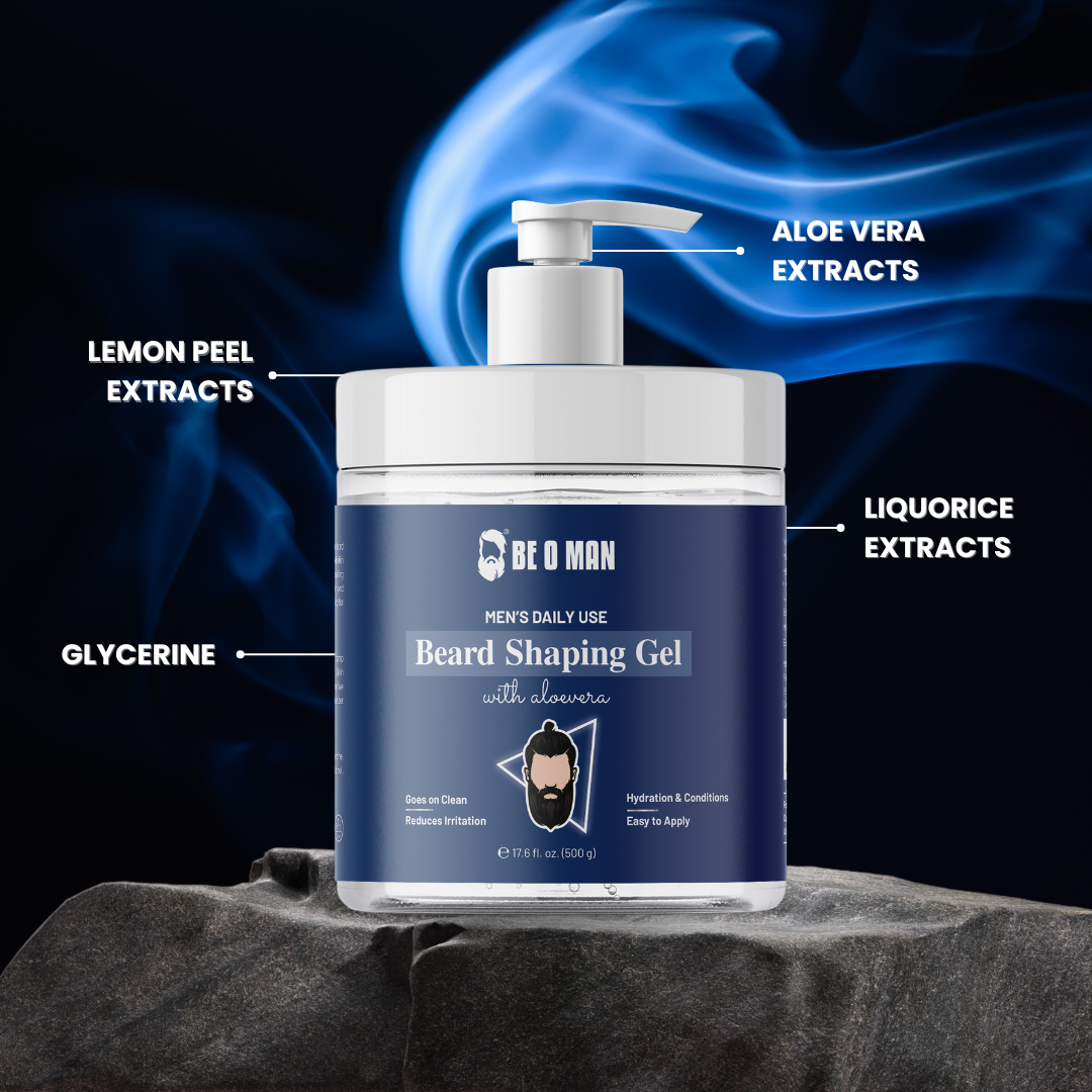 Be O Man Beard Shaping Gel Aloevera|NonFoaming&Transparent Gel|Reduces irritation|1kg Beard Gel  (1000 g)