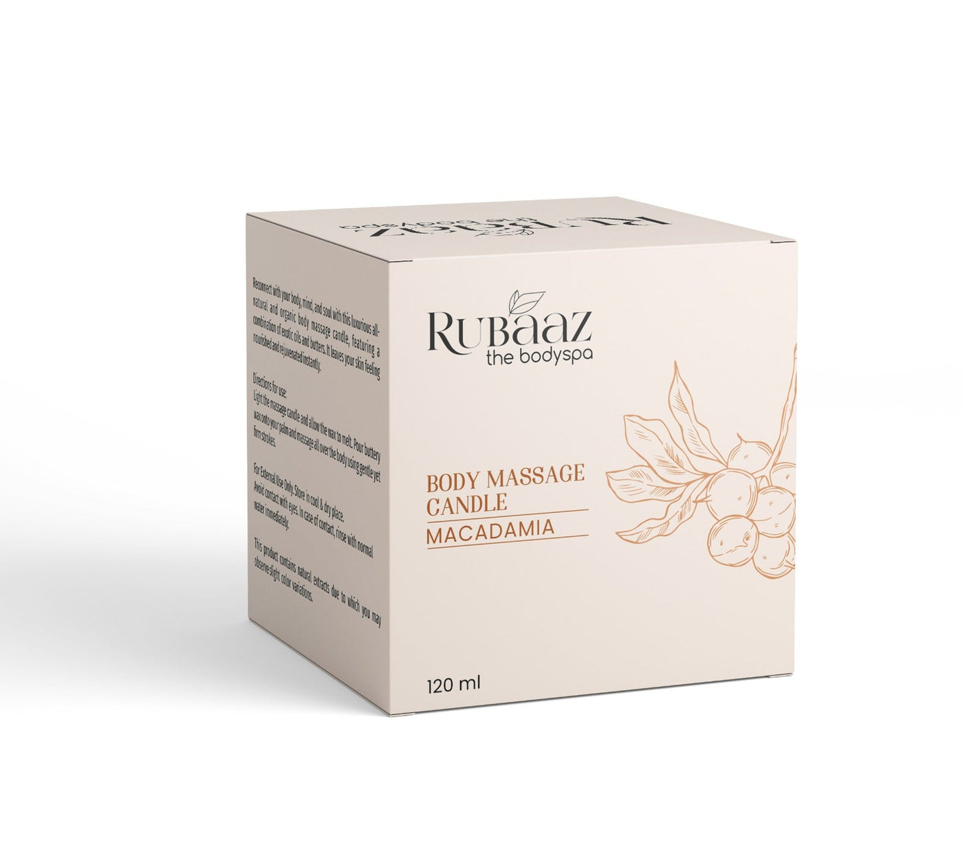 Rubaaz Body Massage Candle – Macadamia 120ml