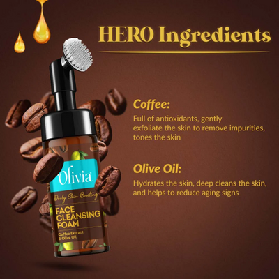 Olivia Daily Skin Boosting Face Cleansing Foam with Coffee Extract & Olive Oil