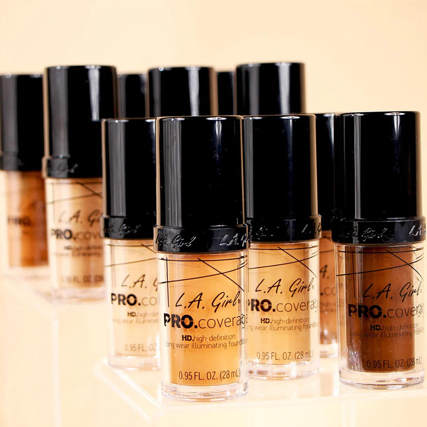 L.A. Girl PRO Coverage HD Foundation (Soft Honey, Beige, Nude Beige, Natural, Porcelain, Fair)