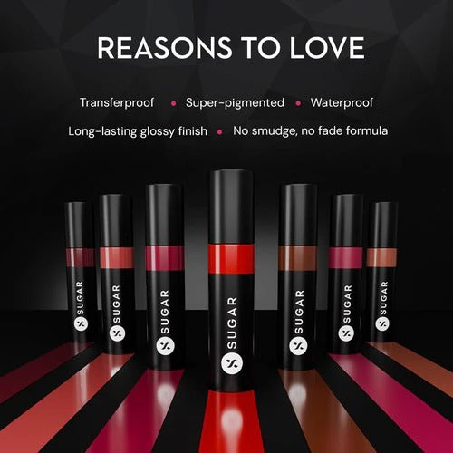 SUGAR Partner In Shine Transferproof Lip Gloss Collection (Ruby Rioja, Crimson Cognac, Mulberry Merlot, Sepia Shiraz, Burnt Brunello)