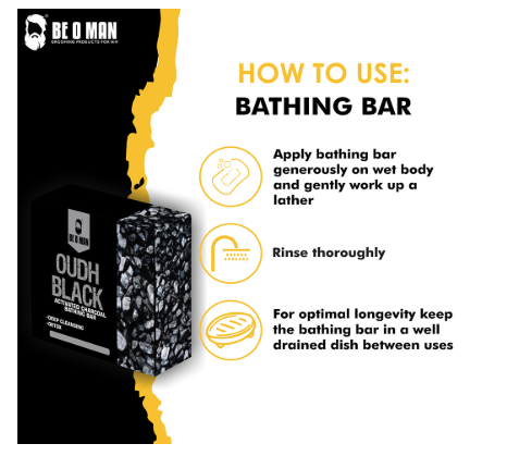BEOMAN Bathing Bar - Oudh Black & Activated Charcoal (125g)