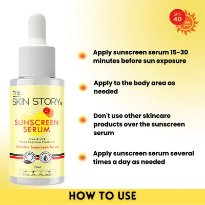 The Skin Story Sunscreen Serum SPF 40 PA+++ with Vitamin E, 30ml