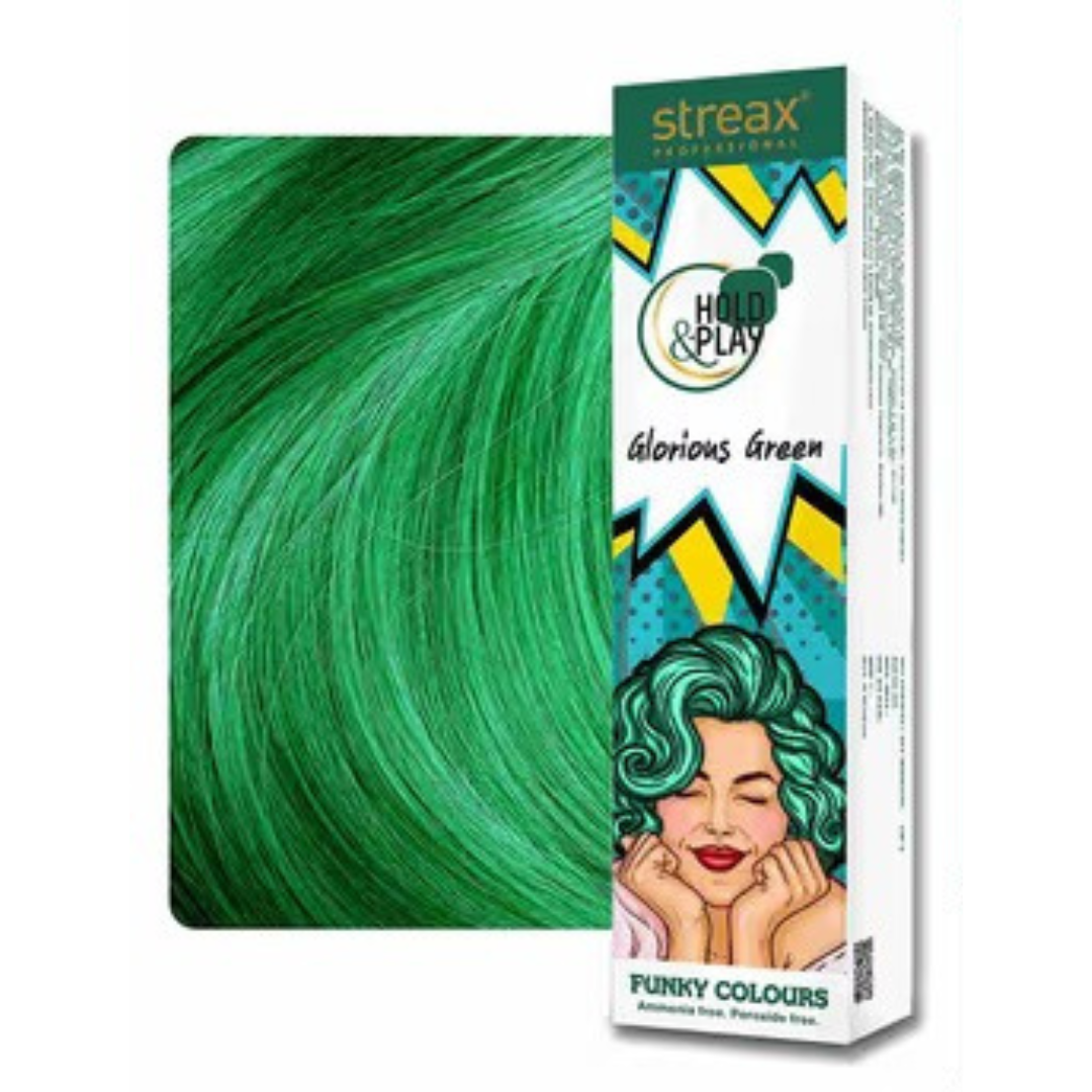 Streax Professional Hold & Play Funky Colours - Glorious Green 100g