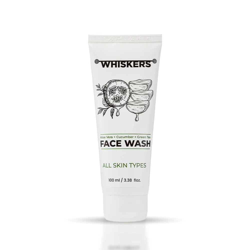 Whiskers Aloevera & Vitamin C Facewash Niacinamide Green Tea Cucumber 100ml