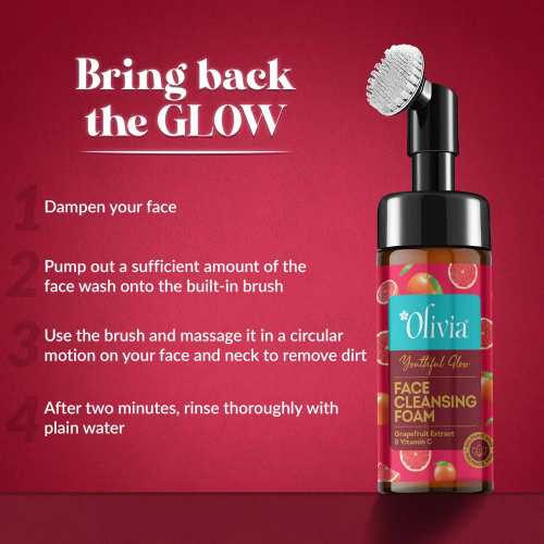 Olivia Youthful Glow Face Cleansing Foam with Grapefruit Extract & Vitamin C