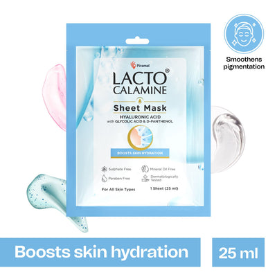 Lacto Calamine Hyaluronic Acid Face Sheet Mask for Intense Hydration, Refreshing, Plumpy & Dewy Skin | 25ml (By 1 Get 1 Free)