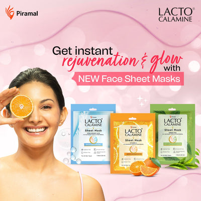 Lacto Calamine Vitamin C Face Sheet Mask with Antioxidants | Nourishing, Brightening & Glowing Skin | 25ml (Buy 1 Get 1 Free)