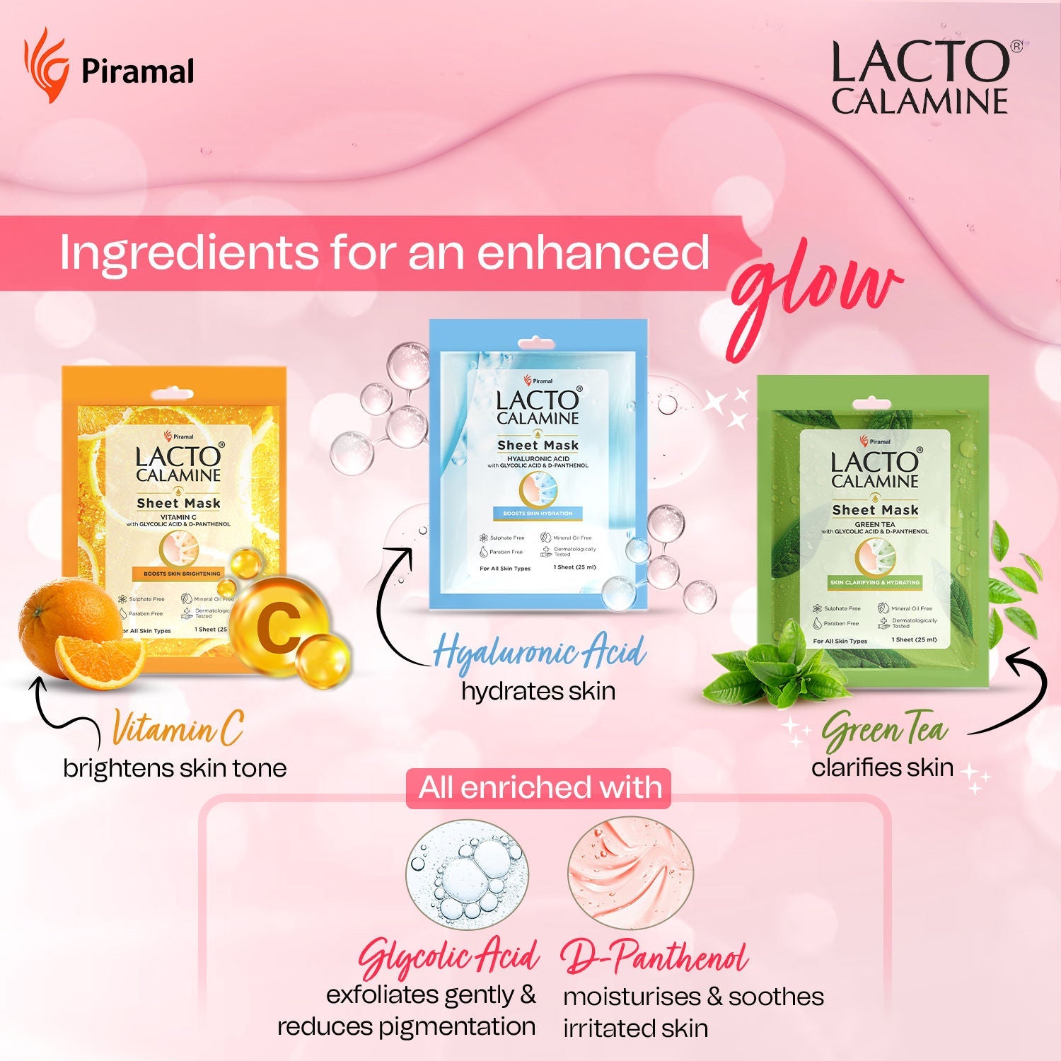 Lacto Calamine Green Tea Sheet Mask | Deep Cleansing & Hydrating | 25ml (Buy 1 Get 1 Free)