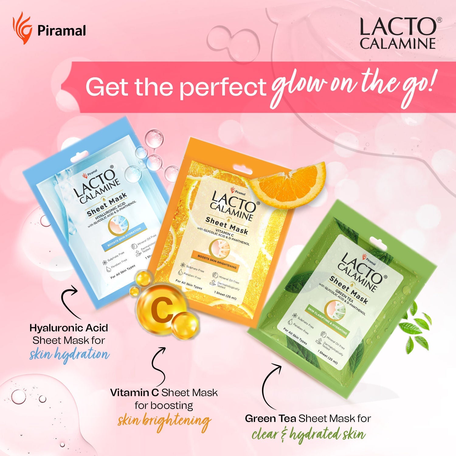 Lacto Calamine Green Tea Sheet Mask | Deep Cleansing & Hydrating | 25ml (Buy 1 Get 1 Free)
